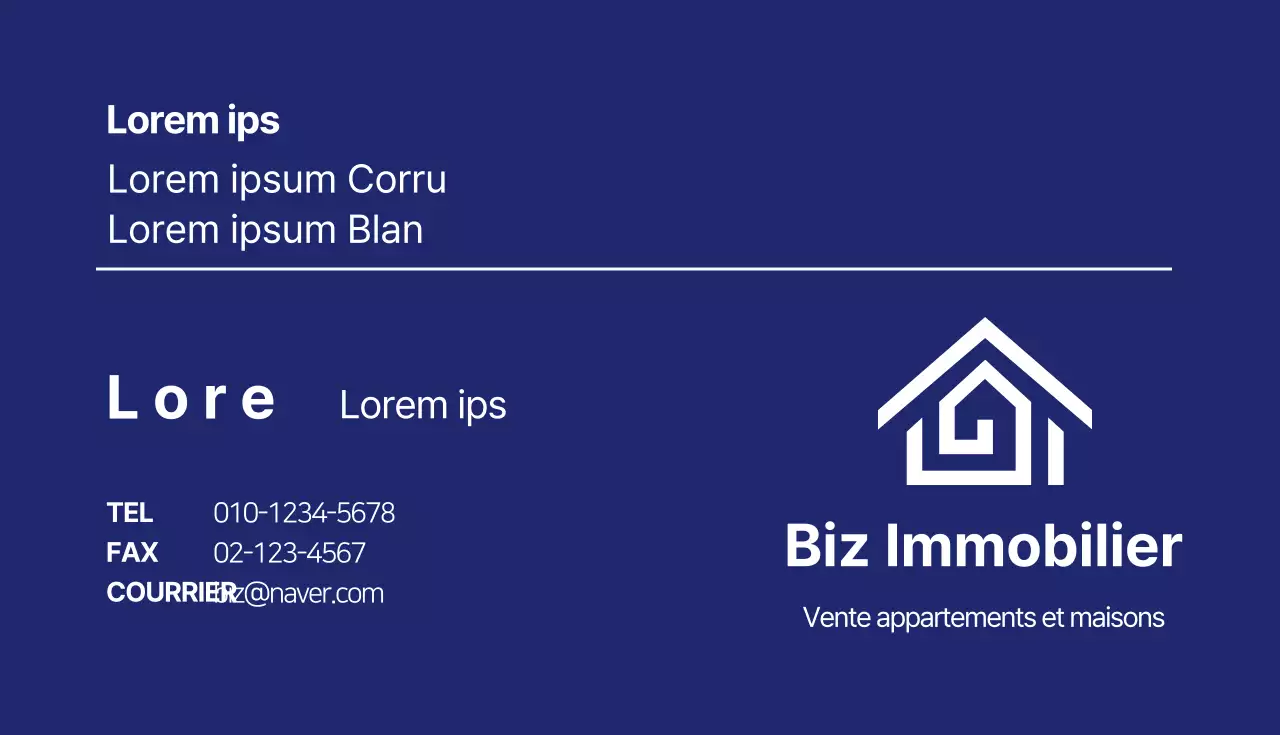 Carte de visite d'agent immobilier avec logo bleu