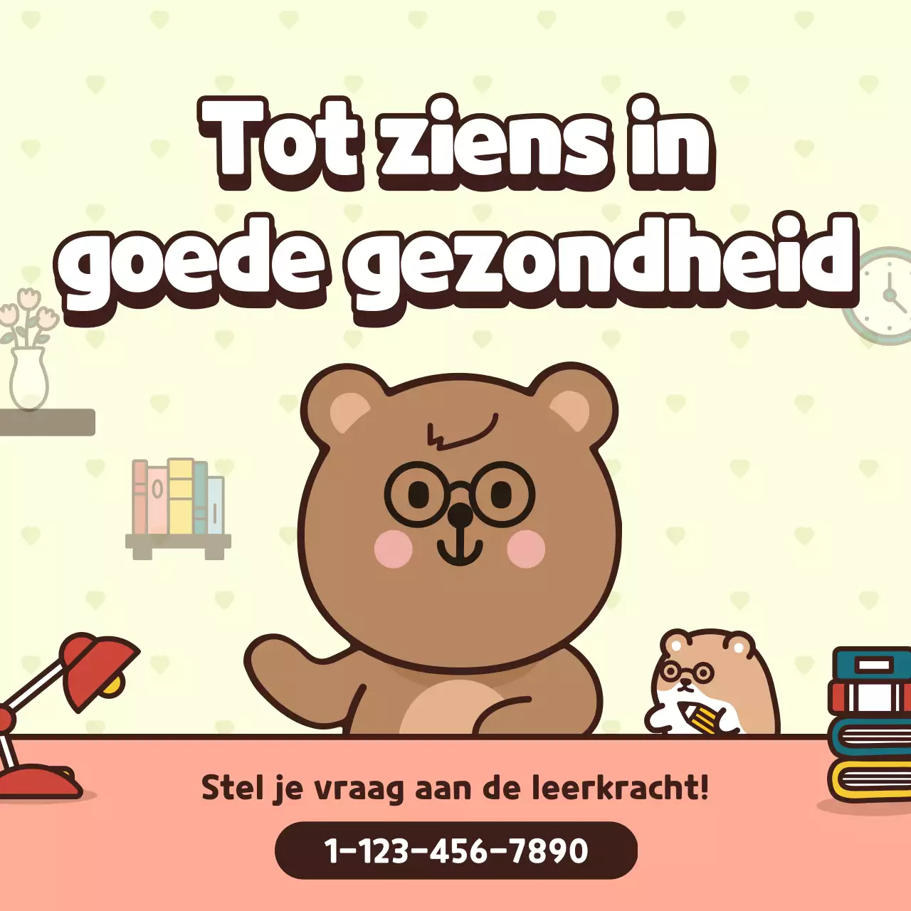 De klas introduceren met een roze en geel schattig karakterconcept