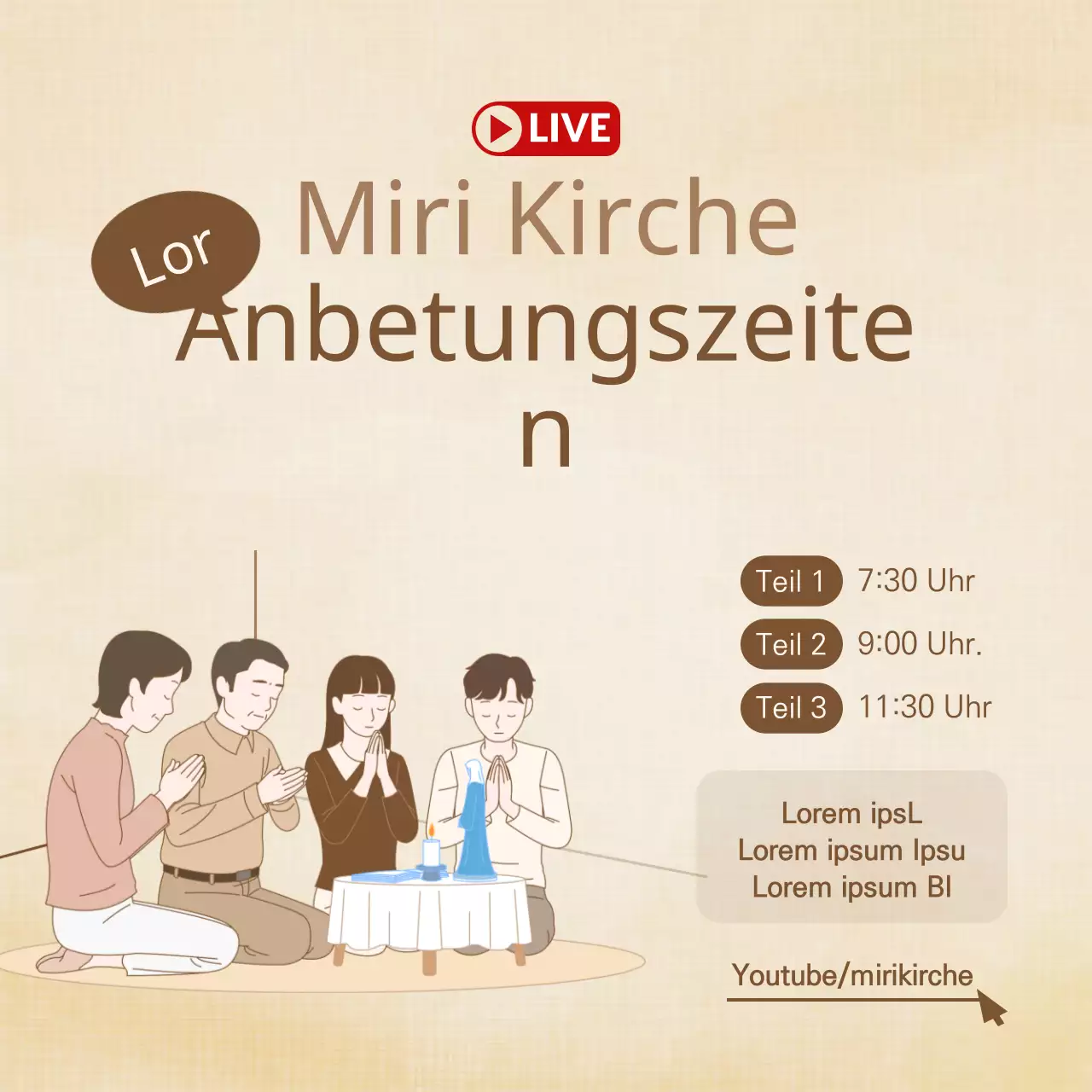 Brown Praying Family Illustration Religion Online Worship Guide