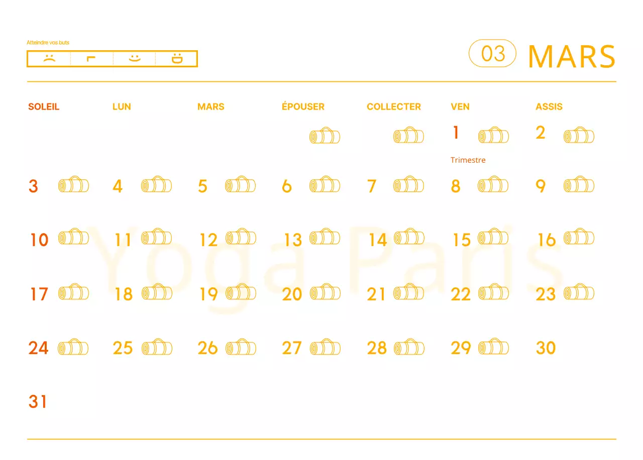 Calendriers orange à distribuer lors de la promotion de votre studio de yoga