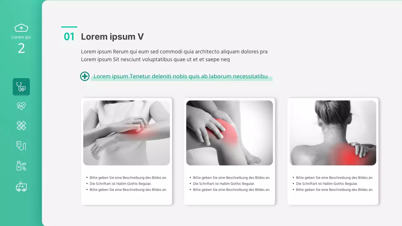 Präsentation in der Krankenpflegeklasse mit grünen Illustrationen