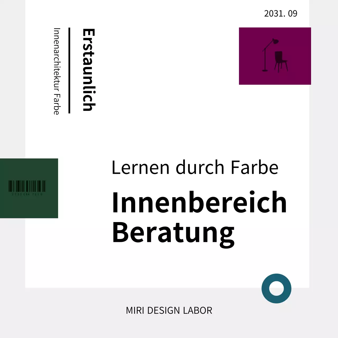 Farbberatung für Innenräume im Magazinstil in Grün und Lila Simple Card News