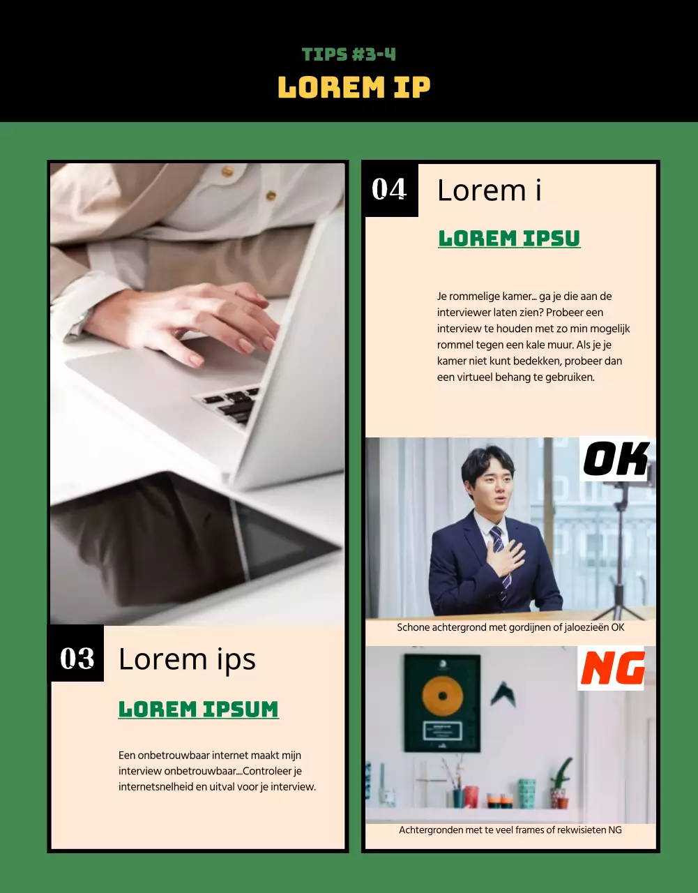 StudyCafe face-to-face interview in groene en gele levendigheid