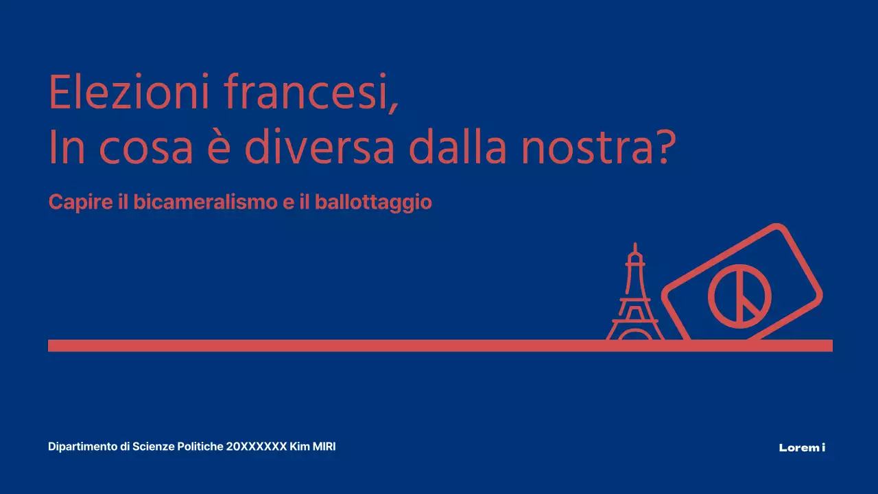 Presentazione a confronto delle elezioni presidenziali francesi con tema infografico blu e rosso