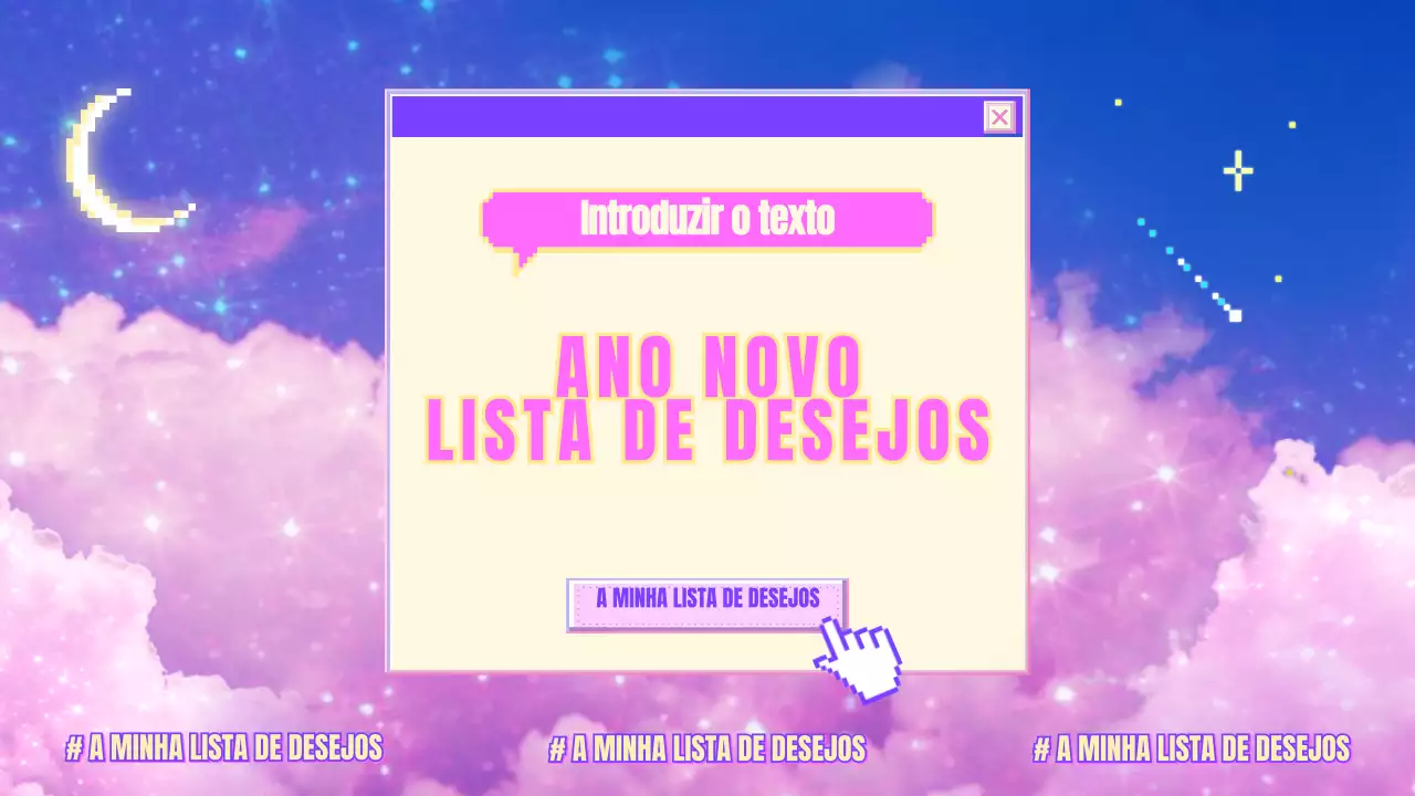 Uma lista de desejos para o Ano Novo em tons de roxo e azul-rosa