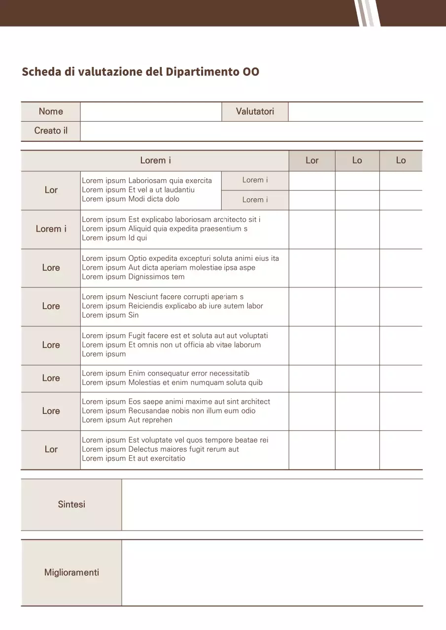 Documentazione della Brown Business Scorecard