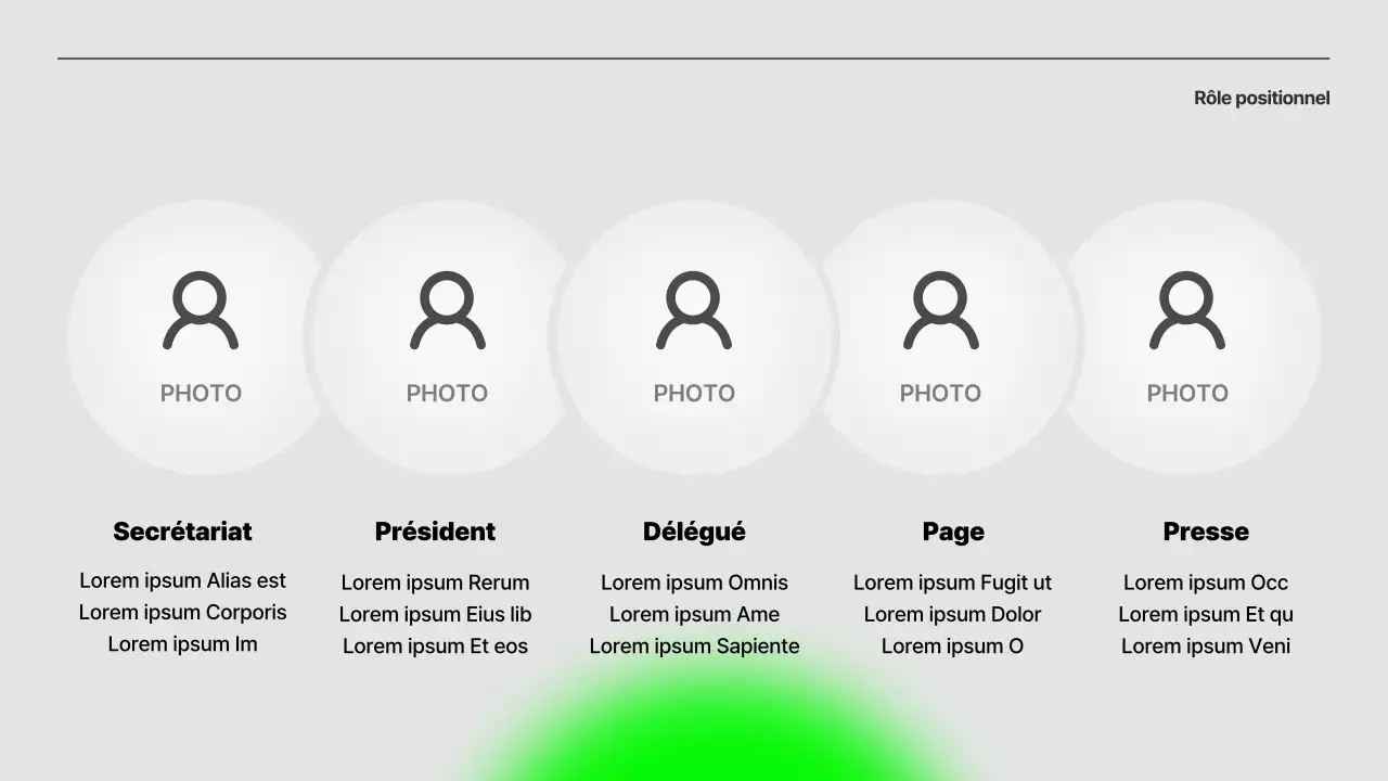 Présentation simple d'orientation de conférence en gris et vert lime