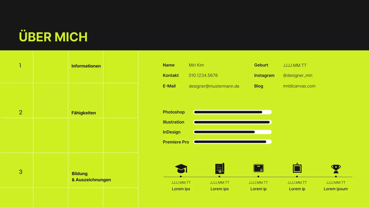 Raster-Konzept Designer-Mappe in Lindgrün und Schwarz