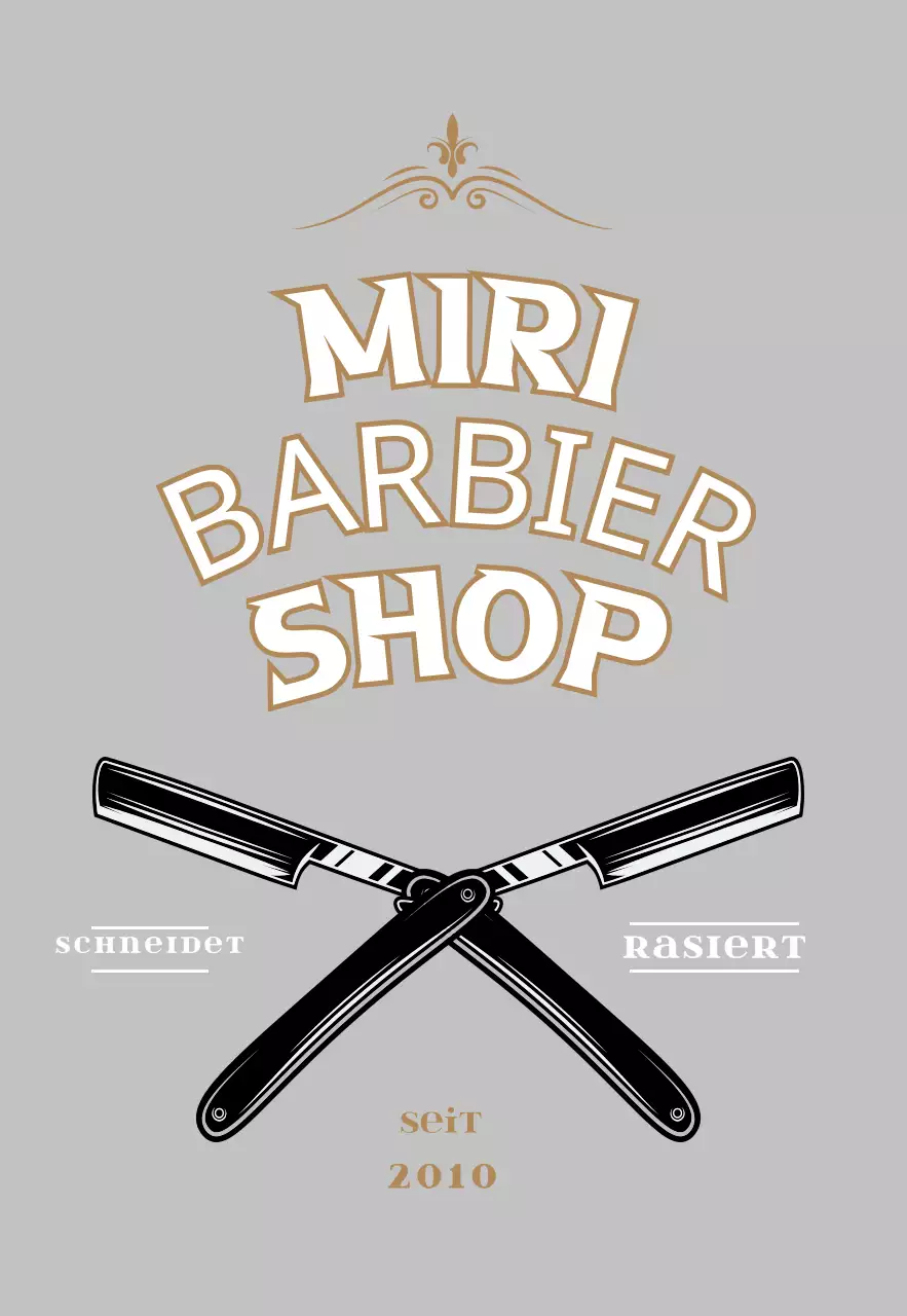Barbershop-Schild im Vintage-Stil in Grau
