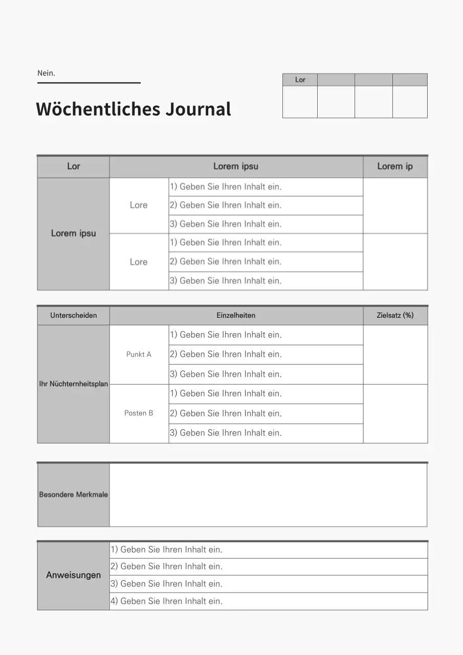 Dokumentation des grauen Wochenberichts