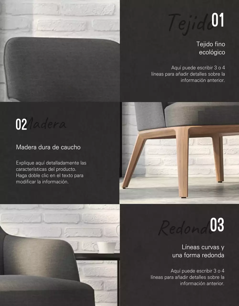 Silla moderna y sencilla en gris y marrón