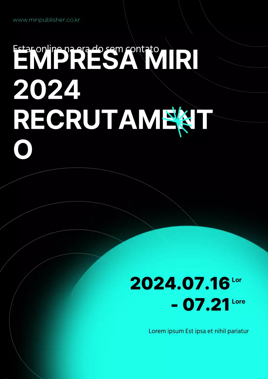 Conteúdos de recrutamento em linha com um toque geométrico e azul néon