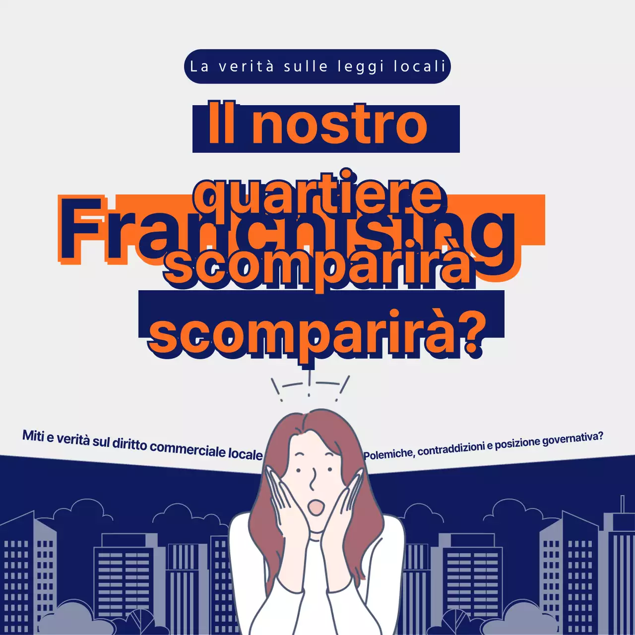 Informazioni sulla legge urbanistica e promozione immobiliare in blu navy e grigio