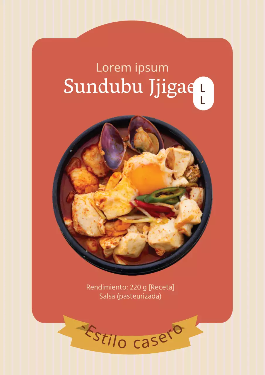 Póster de diseño sencillo de etiqueta de producto de salsa de tomate en color naranja