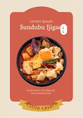 Póster de diseño sencillo de etiqueta de producto de salsa de tomate en color naranja