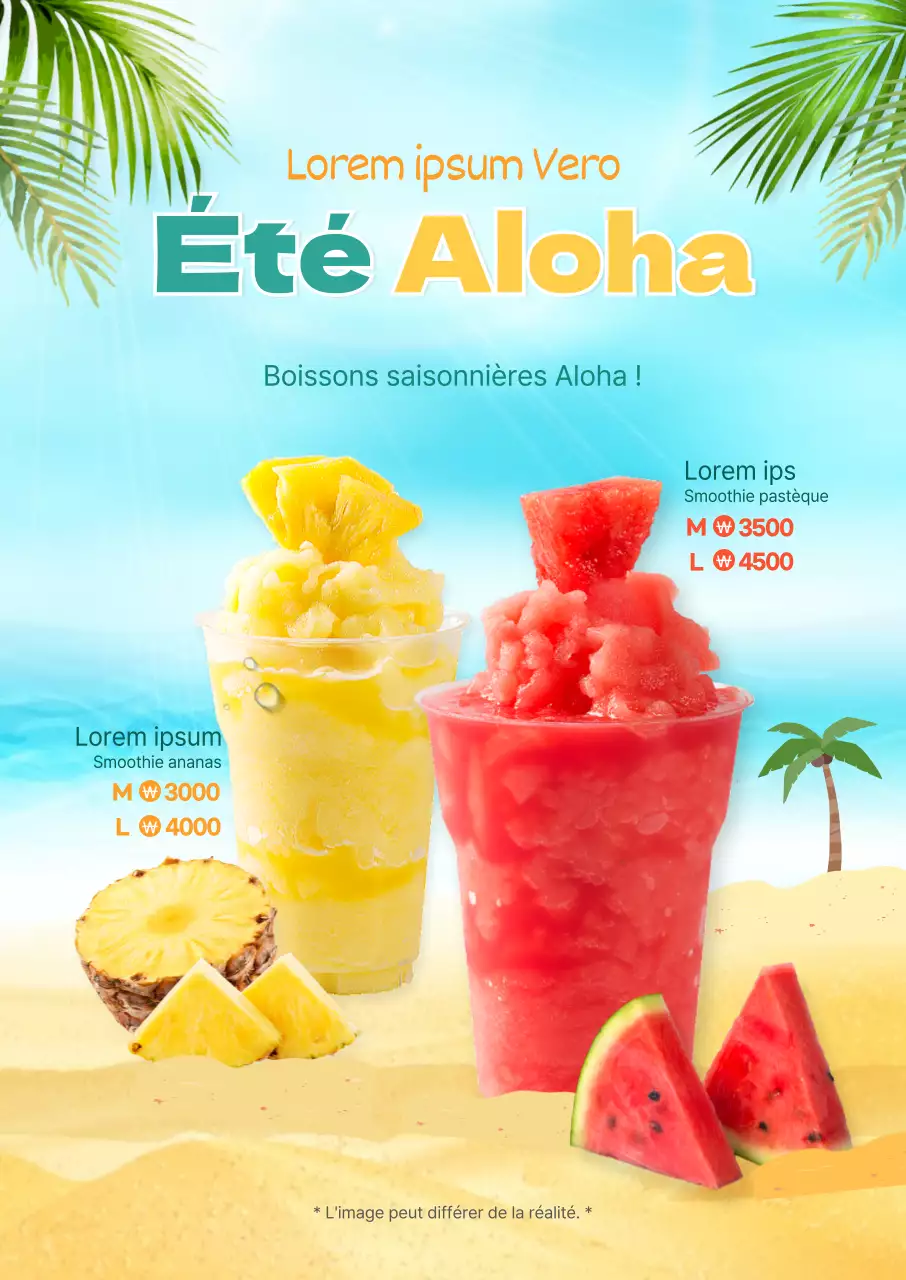 rouge jaune smoothie cool summer cafe menu promotional poster