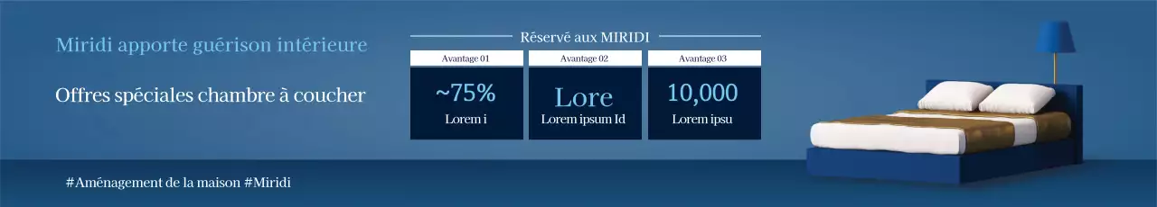 Promouvoir un événement avec des photographies bleues et un mobilier propre