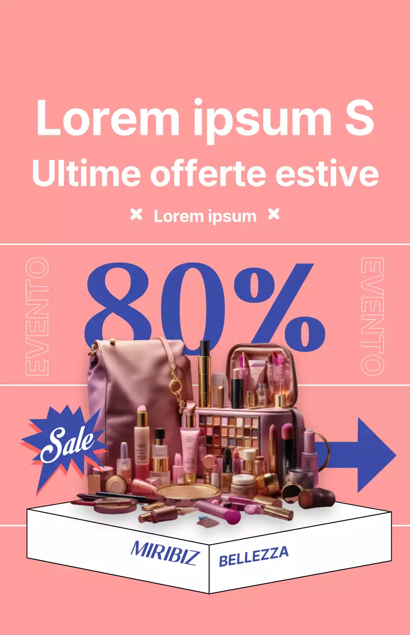 Bandiera per promozione sconto cosmetici con sfondo rosa
