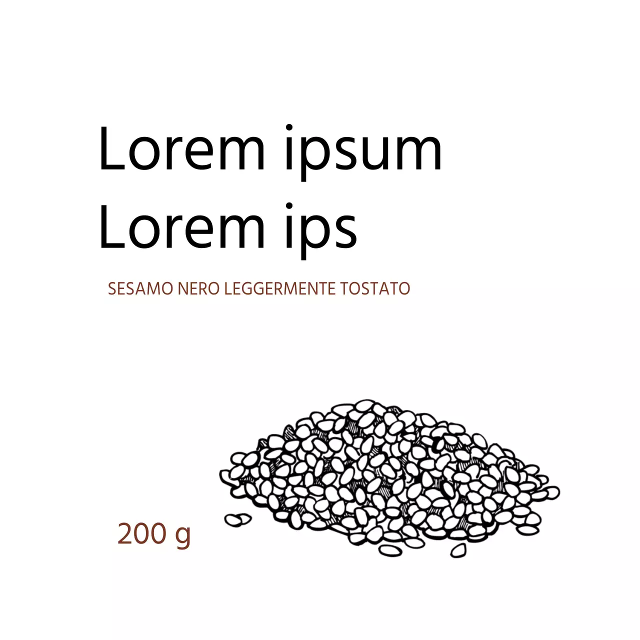 Illustrazione bianca Cibo pulito Etichetta di sesamo nero