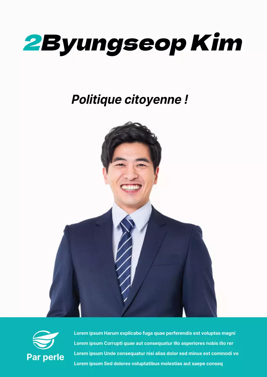 Affiche simple de mise en valeur d'un candidat à une élection, en vert