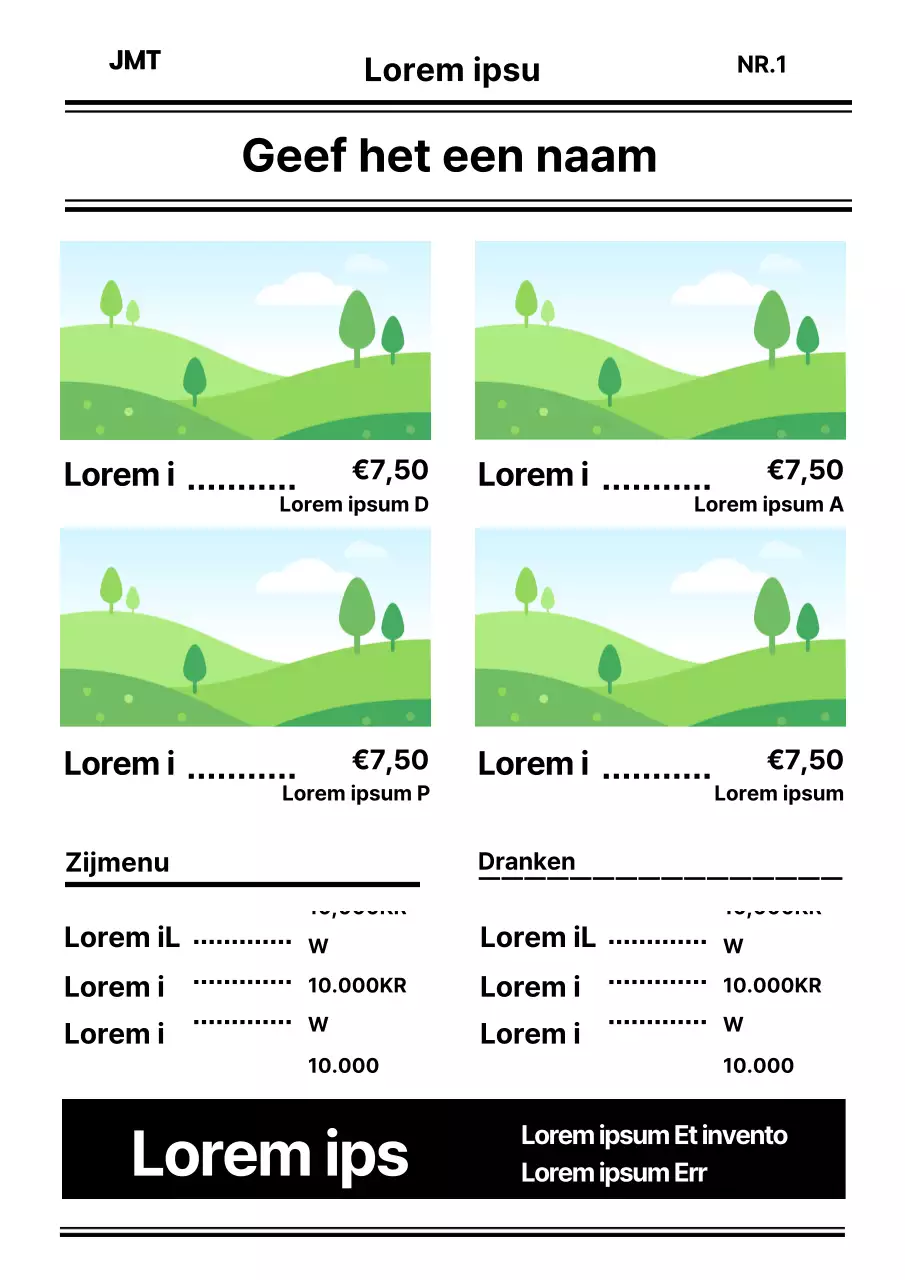 Eenvoudig menubord mockup