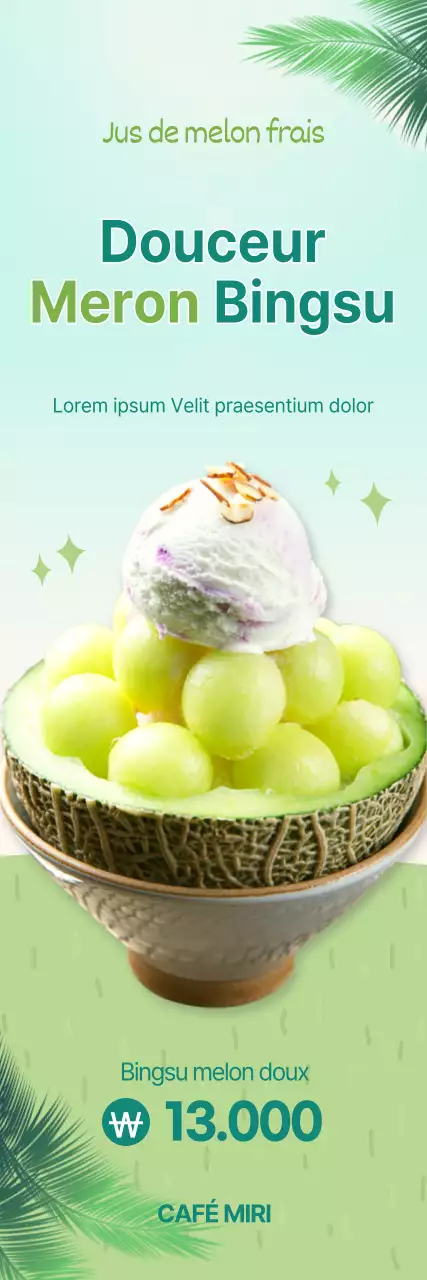 Glace rasée vert tilleul Café d'été fraisBannière de promotion du menu