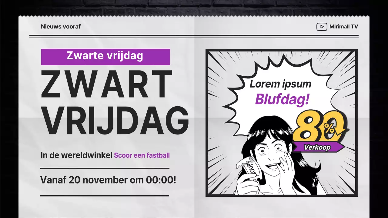 Uitverkoop in winkelcentrum met zwarte krant-thema