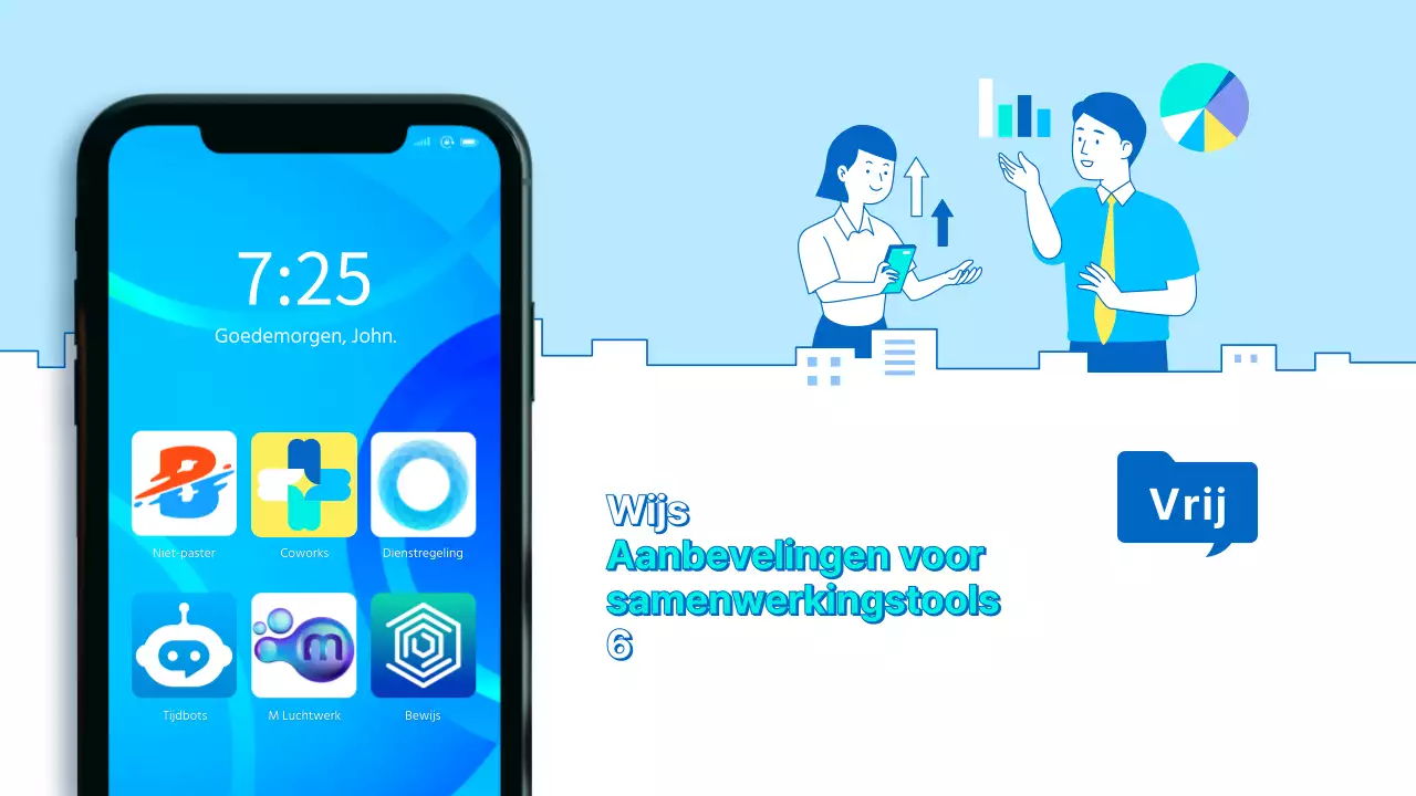 Blauw schoon zakelijk materiaal lijn illustratie concept productiviteit tools thema