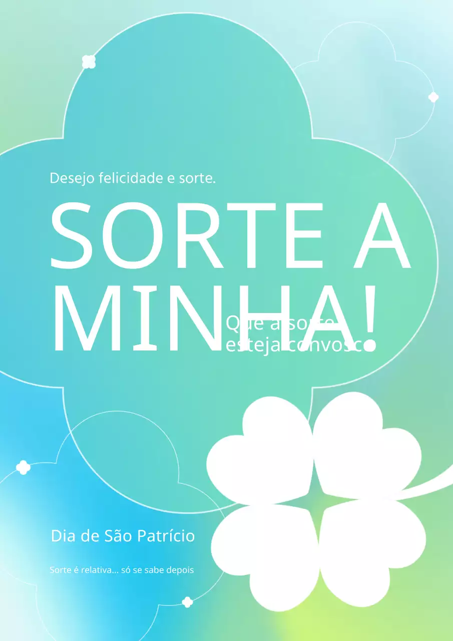 Desenho simples de trevo de quatro folhas em verde menta