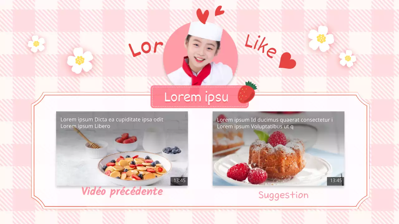 Dernière page des vignettes YouTube des cours de cuisine