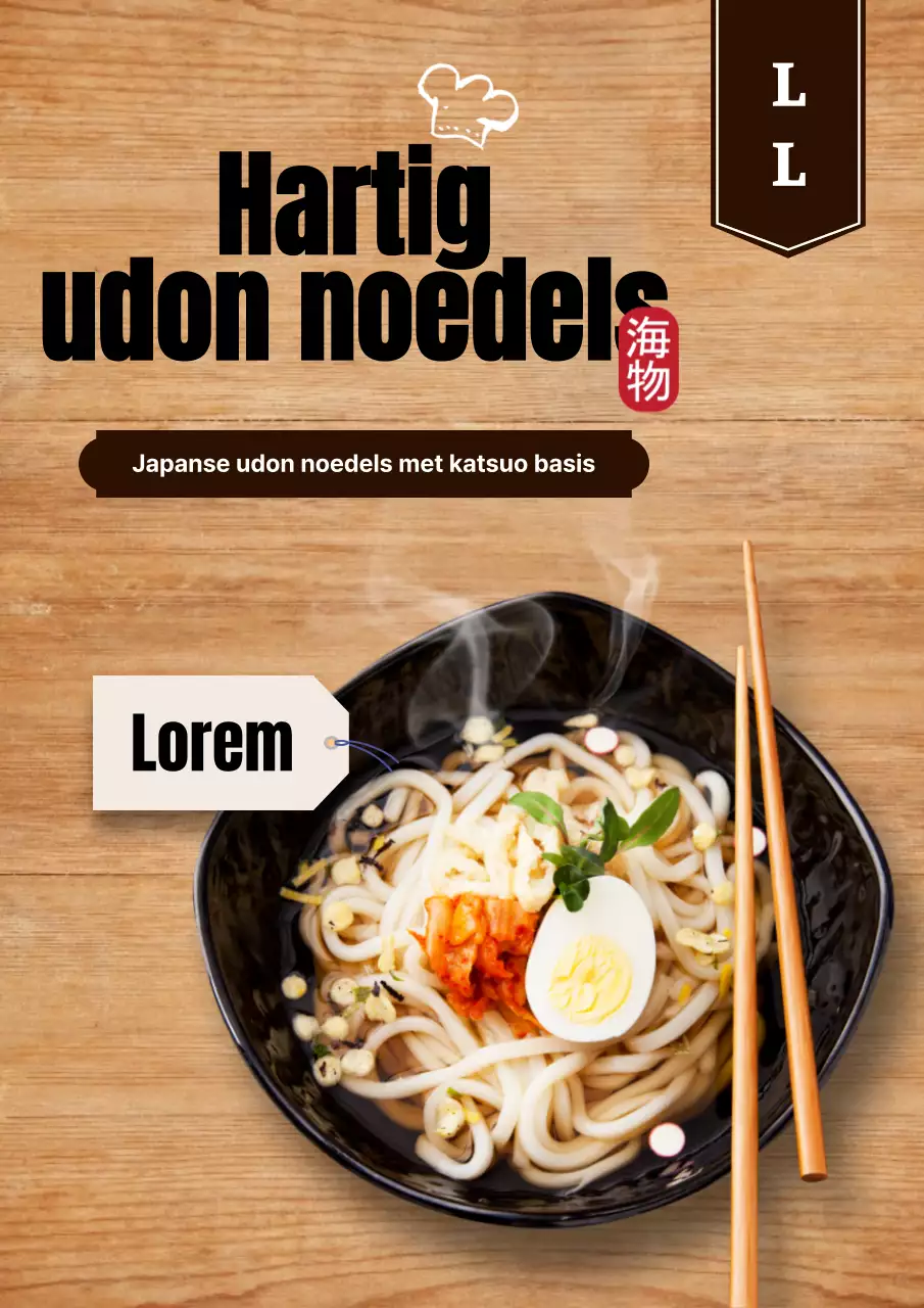 Houten bord voedselmenu Hartige udon noodles