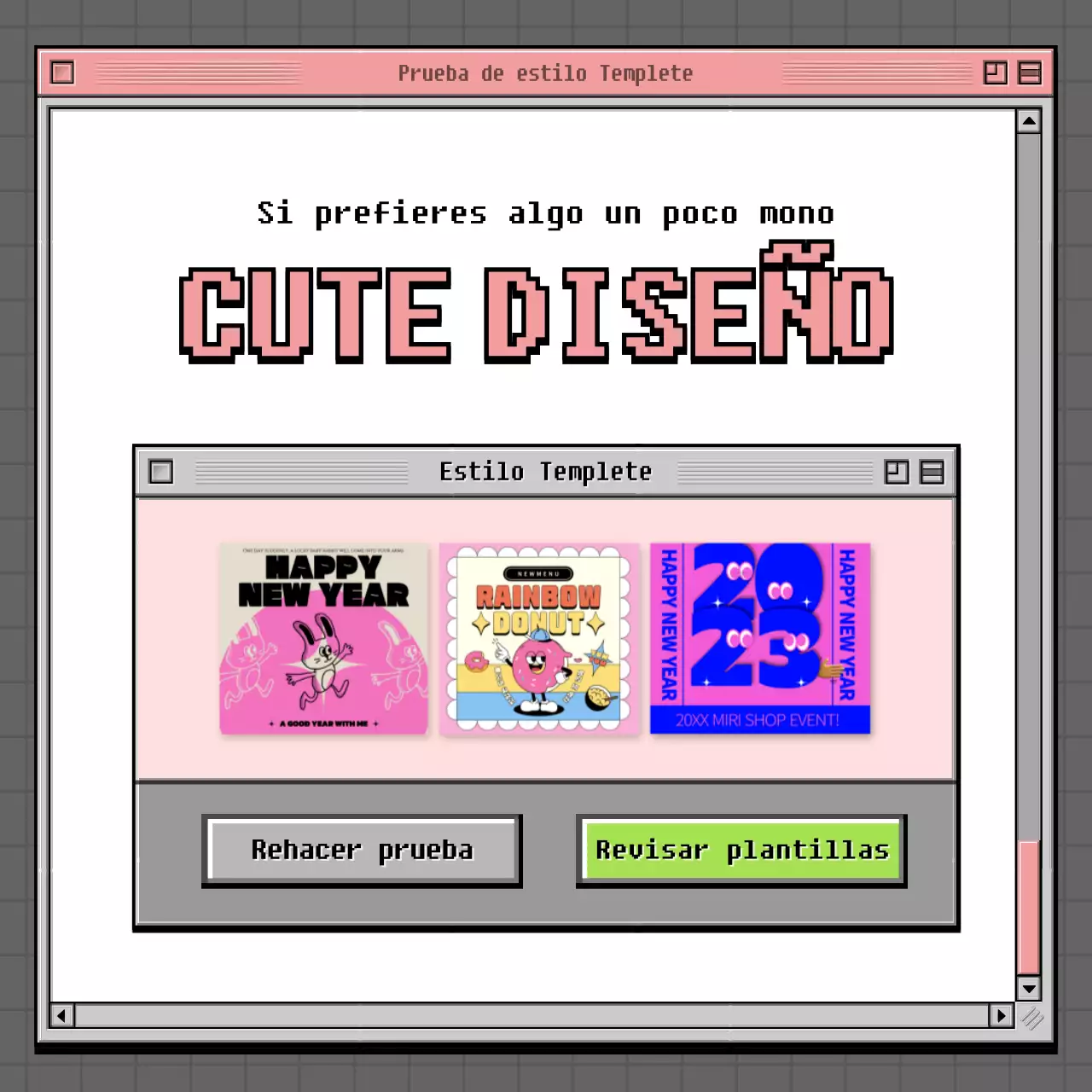 Concepto de navegador retro test de psicología en gris y verde