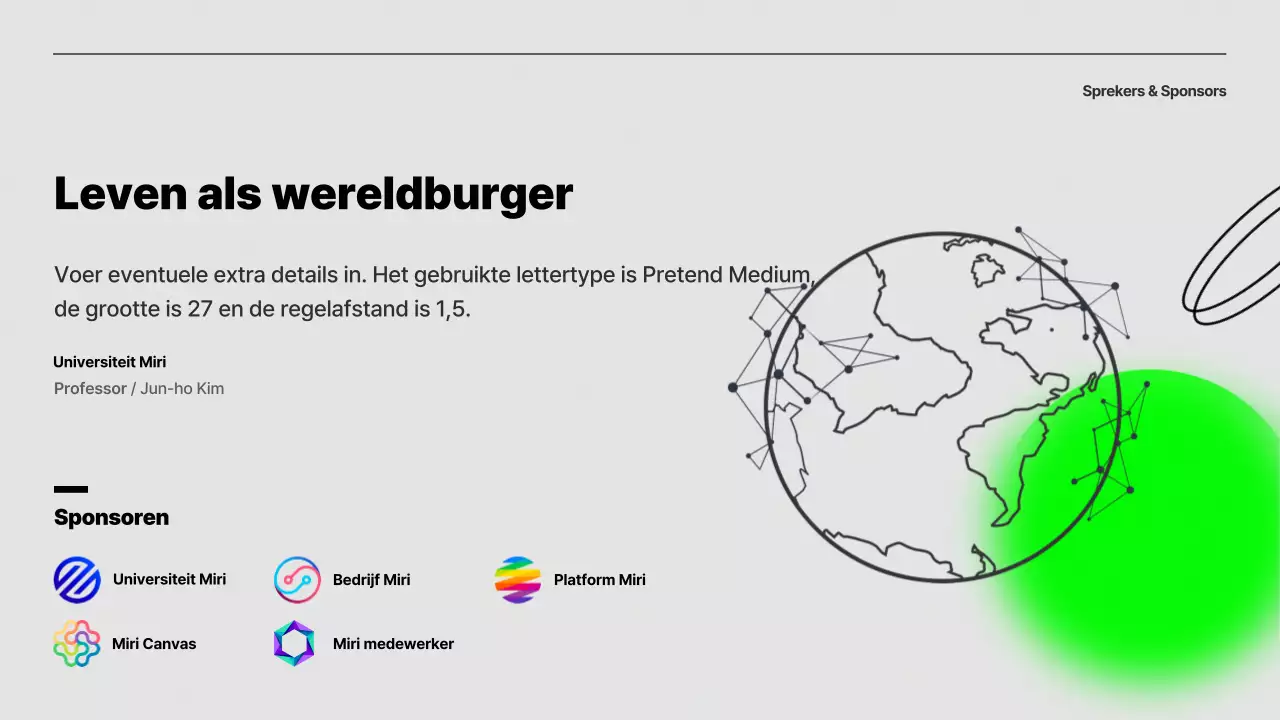 Eenvoudige conferentie-oriëntatiepresentatie in grijs en limoengroen