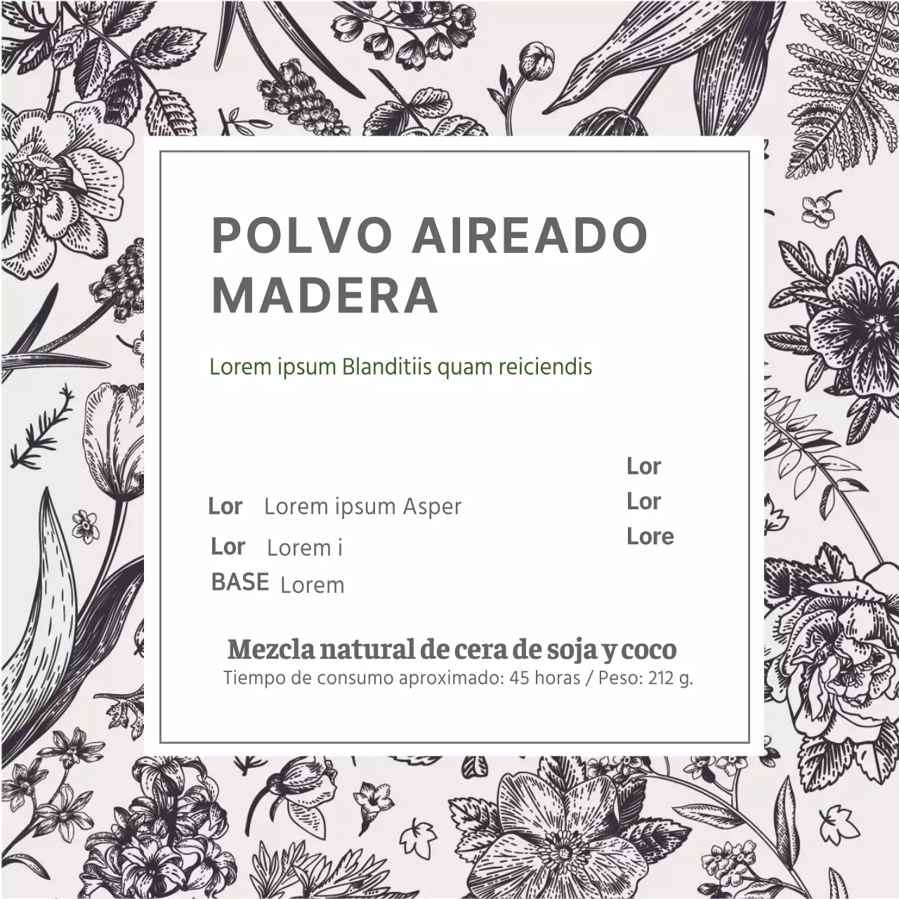 Etiqueta de cosmético nostálgico de la vendimia de la planta del patrón gris