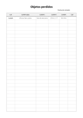 Modelo básico de documentación sobre objetos perdidos
