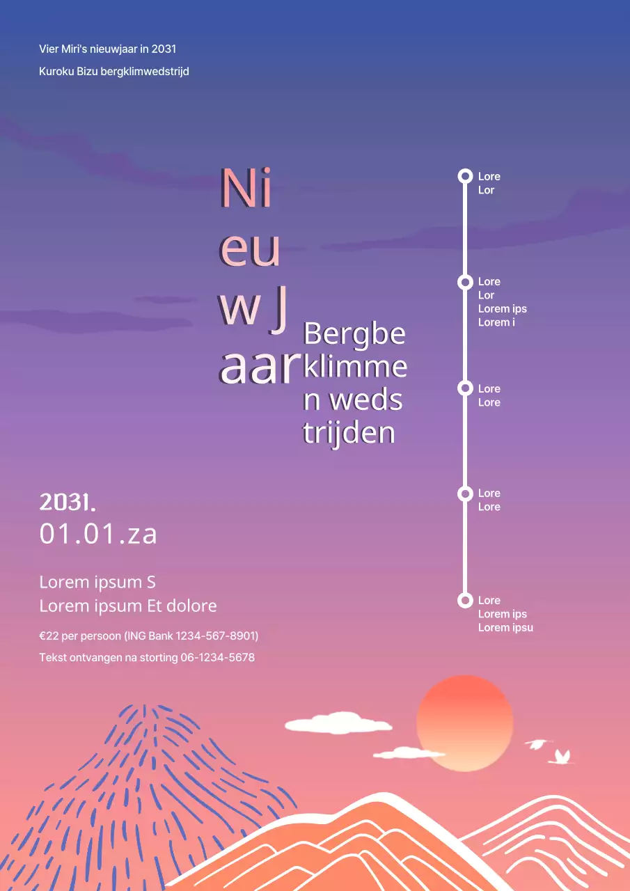 Nieuwjaarswandeling om de zonsopgang te vieren met een gradiëntachtergrond