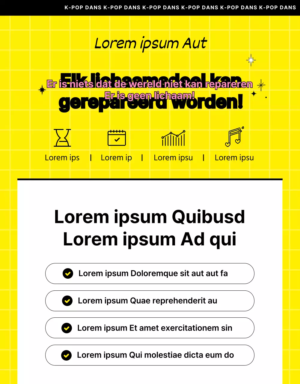 Privé K-pop idool danslessen in roze en geel, fris en hip