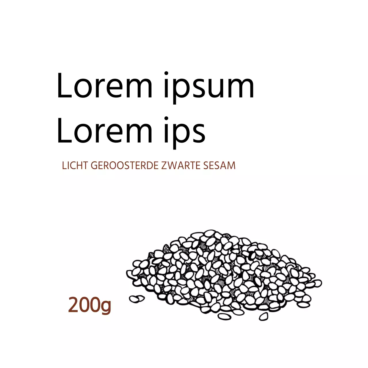 Witte Illustratie Schoon Voedsel Zwart Sesam Etiket