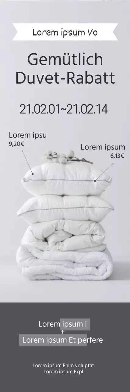 Ein graues Foto hervorheben Einfache Bettdecke zur Werbung für eine Verkaufsveranstaltung