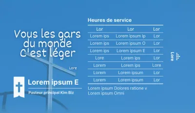 Pour annoncer et promouvoir les horaires des offices religieux en bleu et blanc.