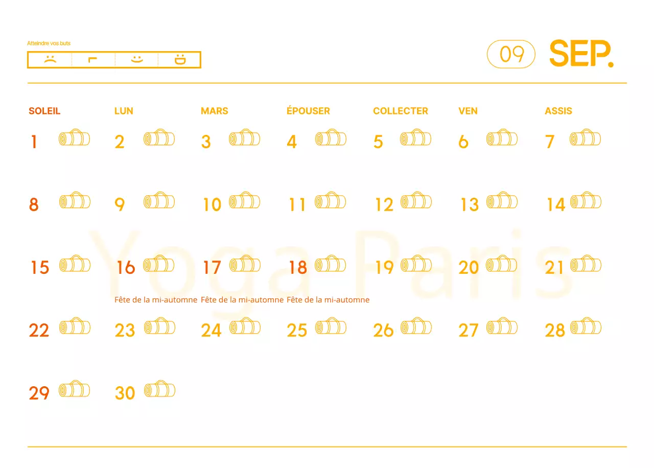 Calendriers orange à distribuer lors de la promotion de votre studio de yoga