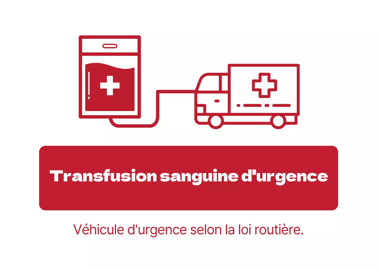 Véhicules de transport de sang d'urgence en blanc avec des accents rouges