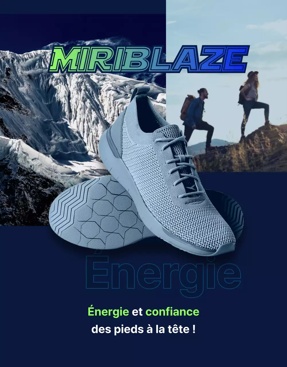 Baskets d'extérieur sportives et résistantes en couleurs marine et fluorescente