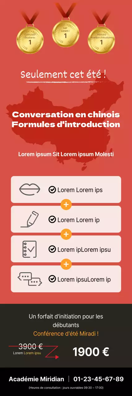 Guide d'introduction à l'école de chinois en style simple rouge et noir