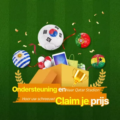 Wereldkampioenschap cheer-event thema met groene en gele 3D prijs illustraties en stuiterende voetballen