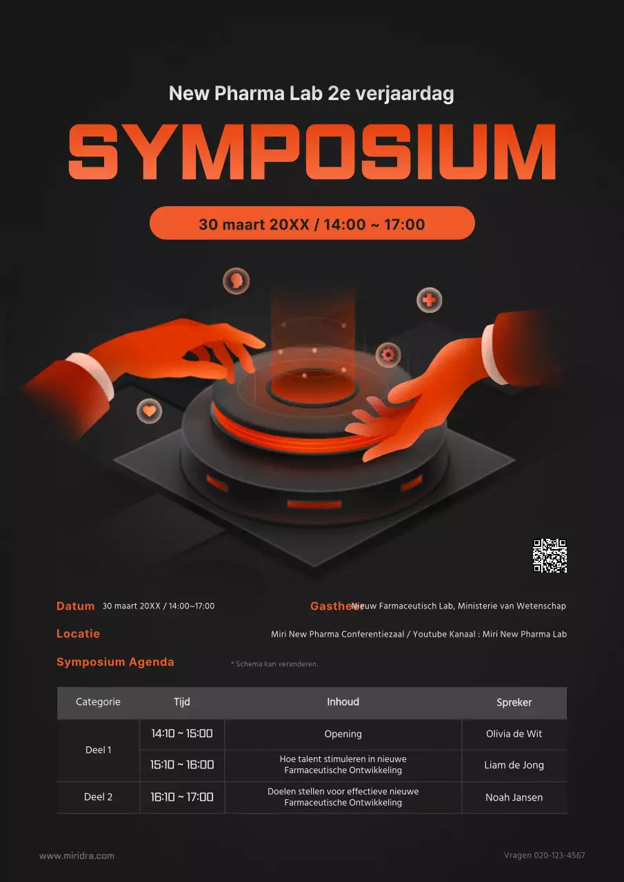 Zwart en oranje online symposium aankondigingen