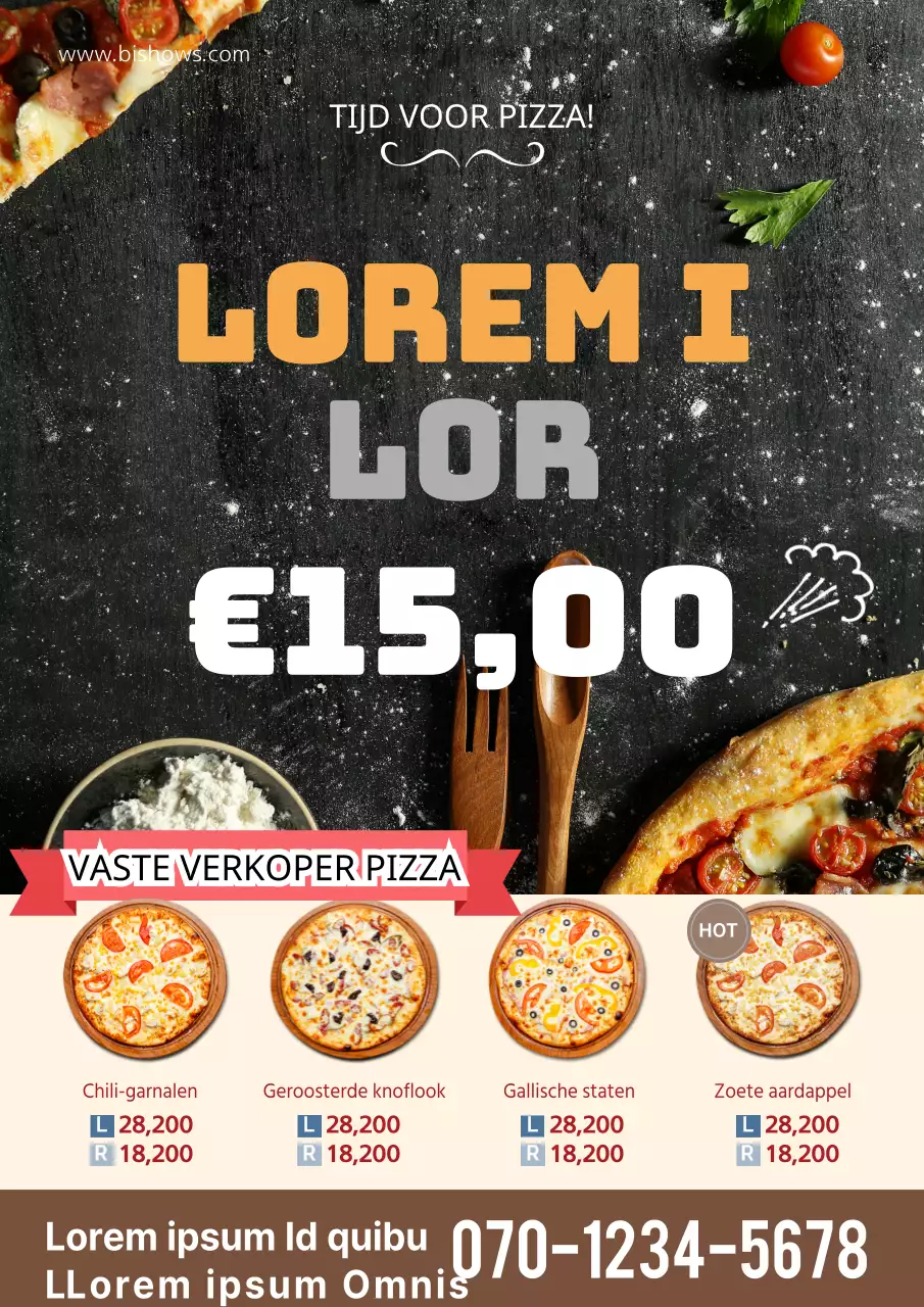 Promoot korting in een pizzeria met een oranje foto