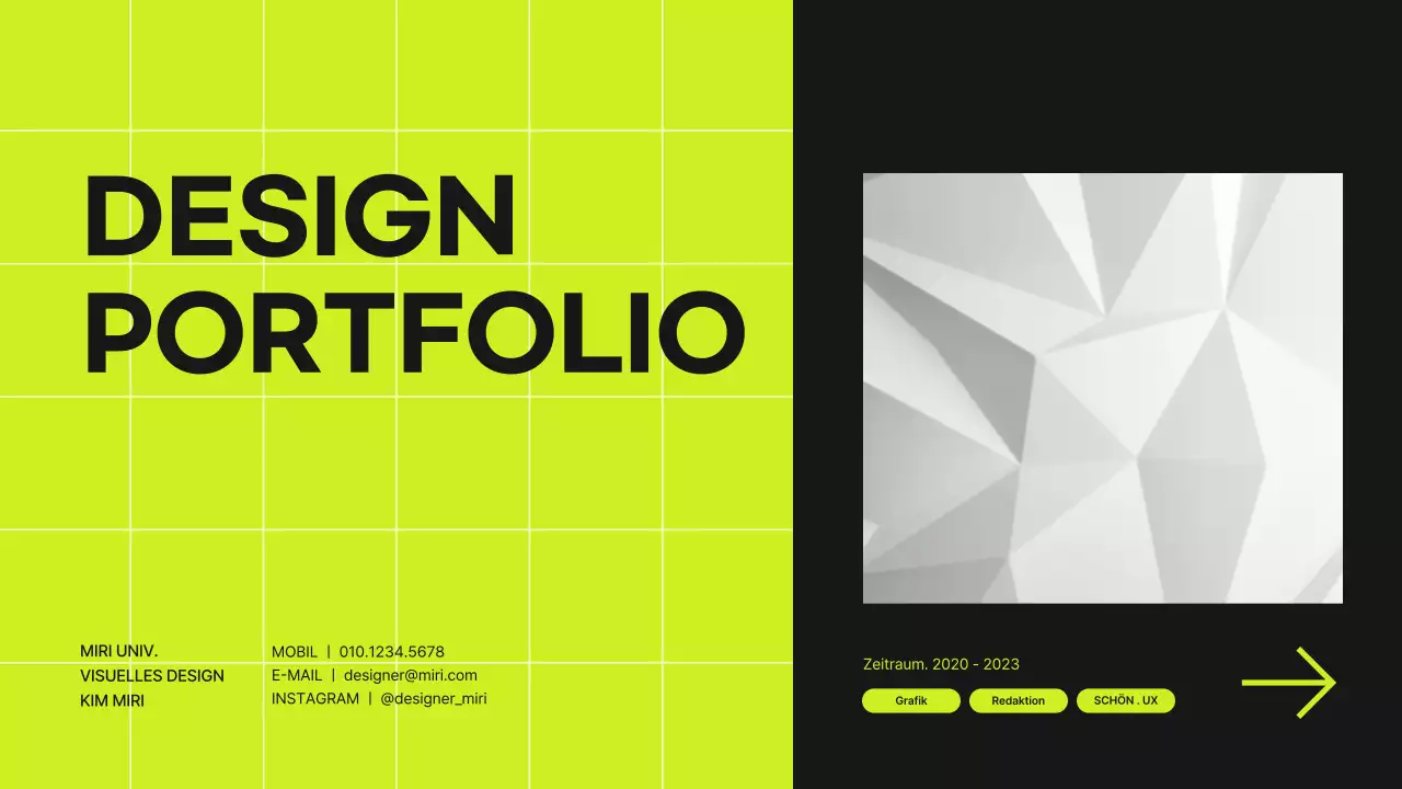 Raster-Konzept Designer-Mappe in Lindgrün und Schwarz