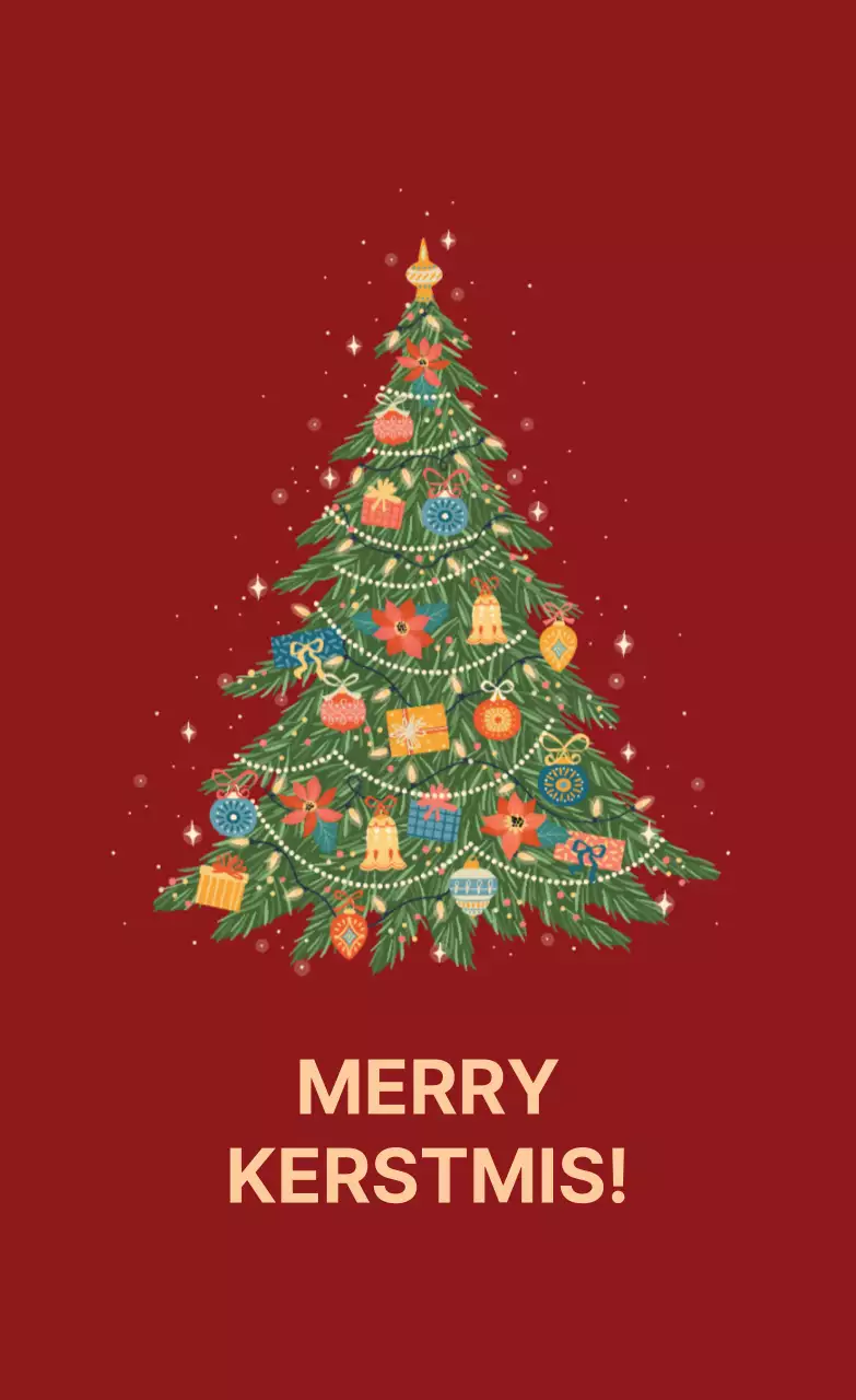 Rood geïllustreerd doodle kerstlabel