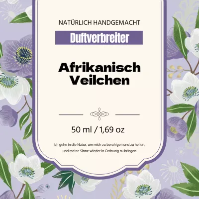 Vintage Parfüm Etikett mit lila Illustration